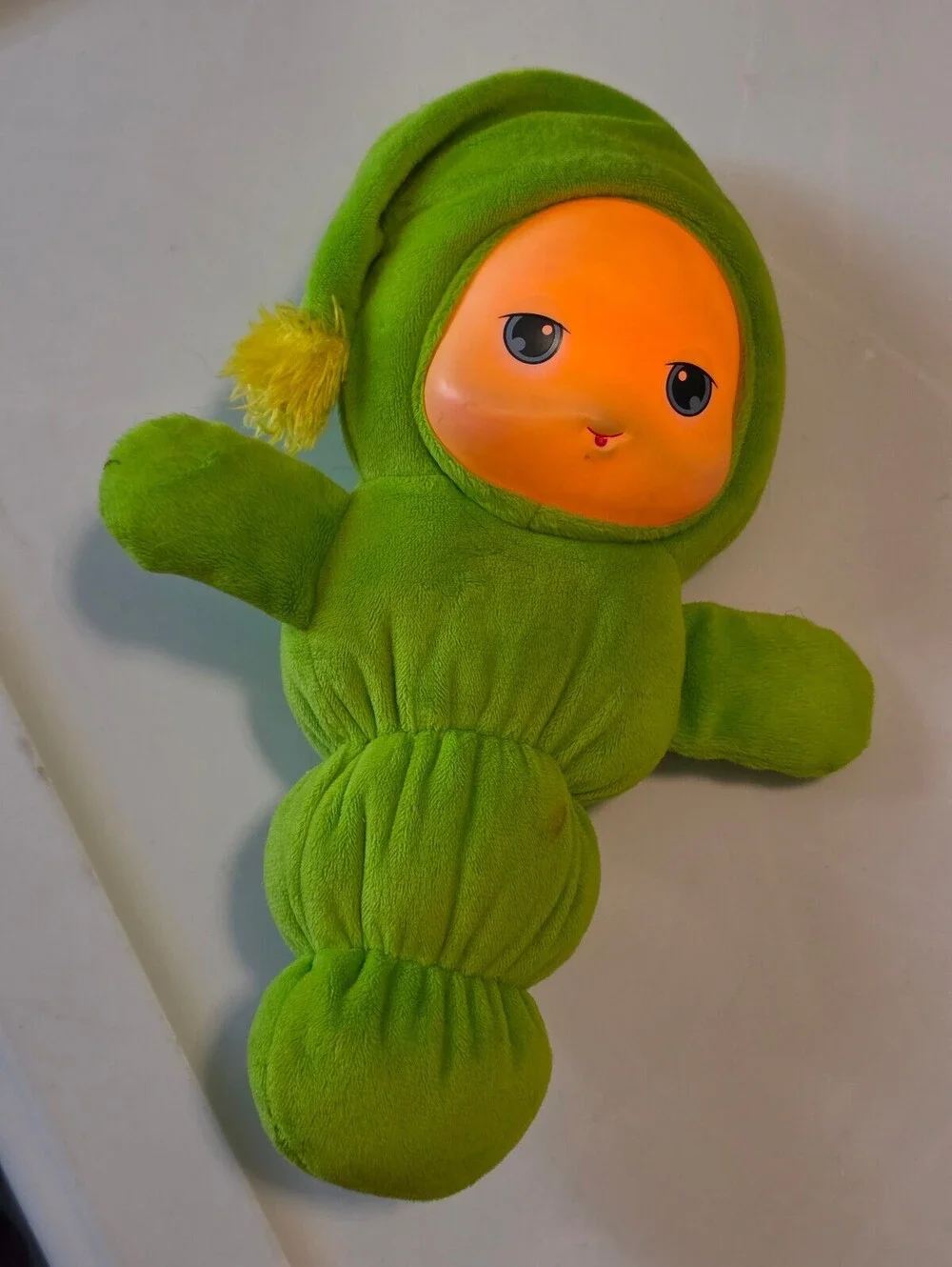 Vintage Glow Worm GloWorm Glo Green Plush Doll